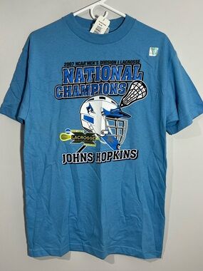 John Hopkins 2007 National Champions Lacrosse LAX Blue T-Shirt Men’s Medium